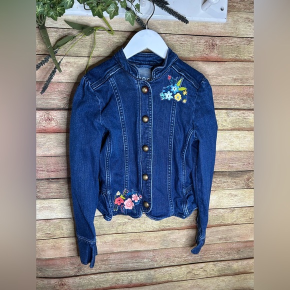 Gap Denim Embroidered Jean Jacket Little Girls Size Medium - Picture 1 of 6